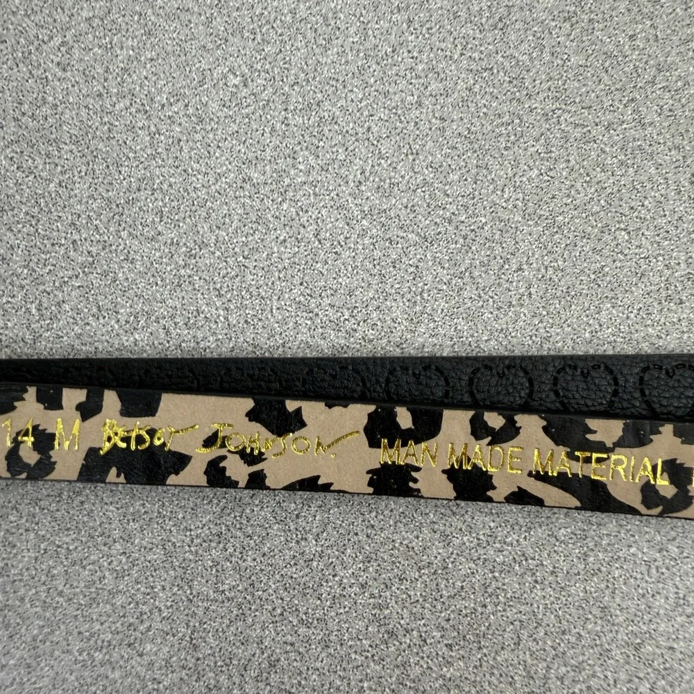 Betsey Johnson Belt Womens Medium Black Heart Embossed Leopard Print Skinny